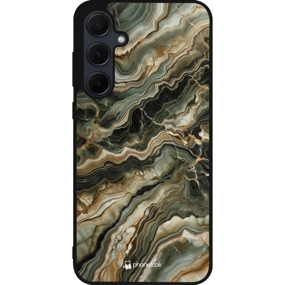 Samsung Galaxy A55 5G Case Hülle - Silikon schwarz Oliv Marmor