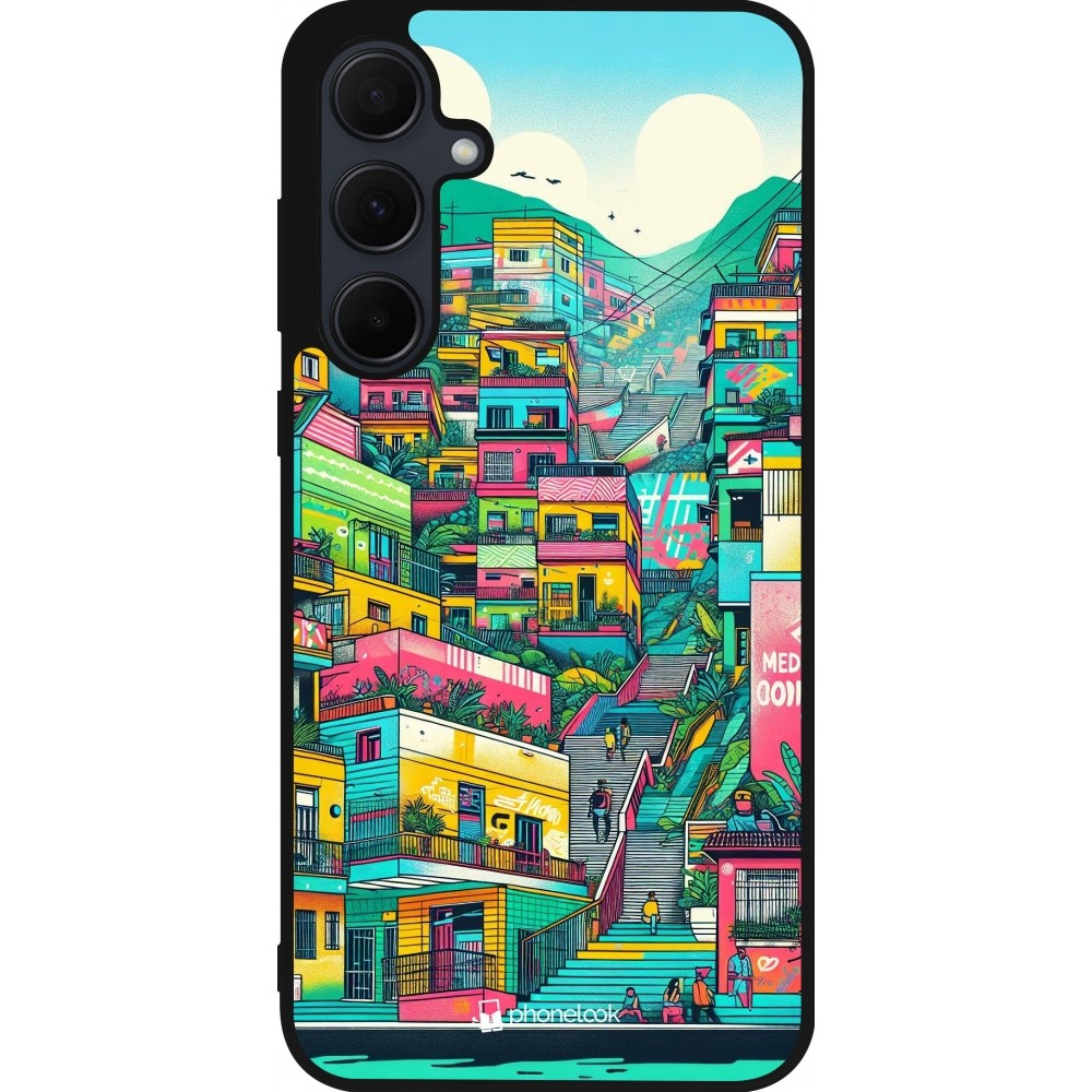 Coque Samsung Galaxy A55 5G - Silicone rigide noir Medellin Comuna 13 Art