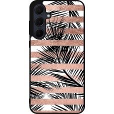 Samsung Galaxy A55 5G Case Hülle - Silikon schwarz Palm trees gold stripes