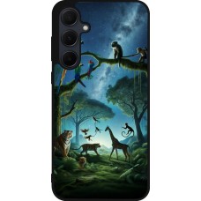 Coque Samsung Galaxy A55 5G - Silicone rigide noir Paradis des animaux exotiques