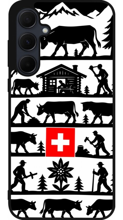 Coque Samsung Galaxy A55 5G - Silicone rigide noir Poya Suisse 1