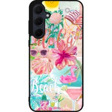 Coque Samsung Galaxy A55 5G - Silicone rigide noir Preppy Collage Aloha