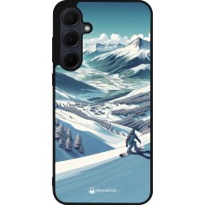 Coque Samsung Galaxy A55 5G - Silicone rigide noir Snowboarder Montagne
