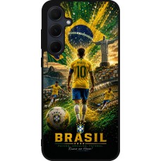Coque Samsung Galaxy A55 5G - Silicone rigide noir Football Brésil splash 2026