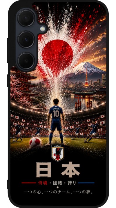Coque Samsung Galaxy A55 5G - Silicone rigide noir Football Japon splash 2026