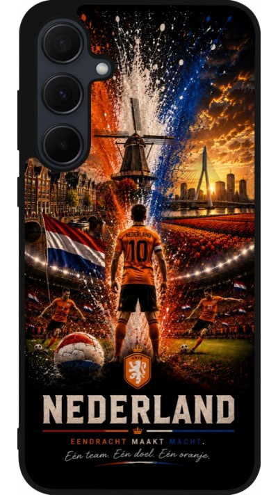 Coque Samsung Galaxy A55 5G - Silicone rigide noir Football Pays-Bas splash 2026