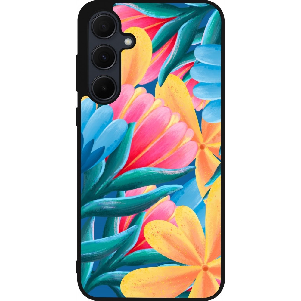 Coque Samsung Galaxy A55 5G - Silicone rigide noir Spring 23 colorful flowers