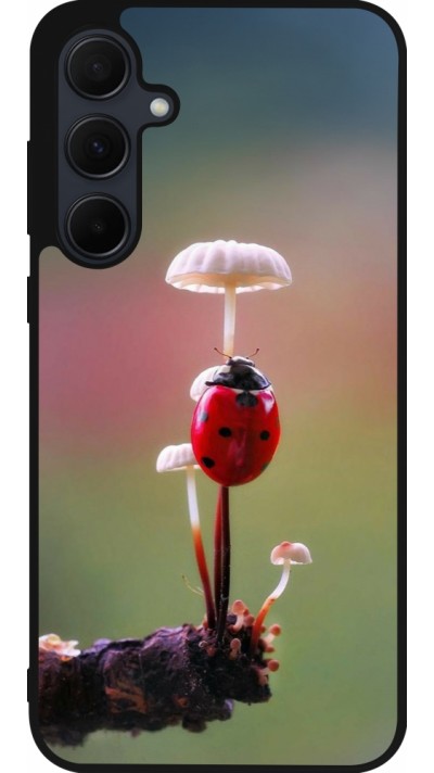 Coque Samsung Galaxy A55 5G - Silicone rigide noir Ladybird on a mushroom 2026