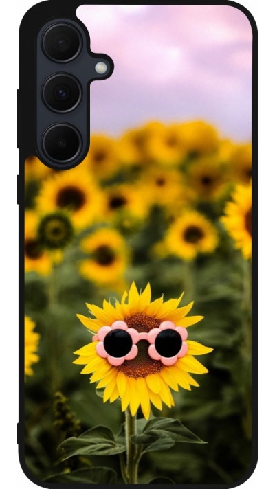 Coque Samsung Galaxy A55 5G - Silicone rigide noir Sunflower with glasses 2026