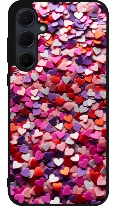 Coque Samsung Galaxy A55 5G - Silicone rigide noir Valentine 2025 Confetti