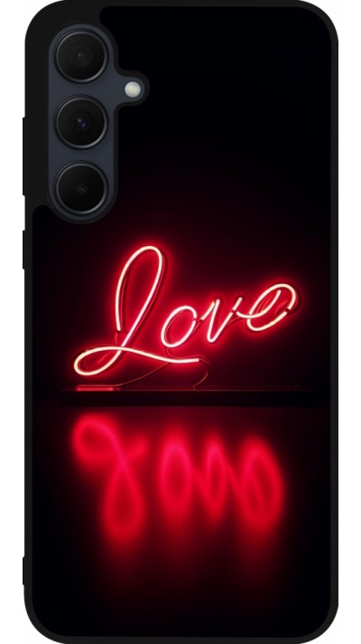 Coque Samsung Galaxy A55 5G - Silicone rigide noir Valentine 2025 Neon Love