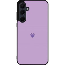 Coque Samsung Galaxy A55 5G - Silicone rigide noir Valentine 2023 purpule single heart