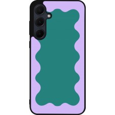 Coque Samsung Galaxy A55 5G - Silicone rigide noir Wavy Rectangle Green Purple