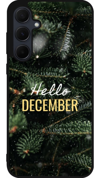 Coque Samsung Galaxy A55 5G - Silicone rigide noir Winter 25 Winter hello december
