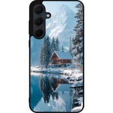 Coque Samsung Galaxy A55 5G - Silicone rigide noir Winter 25 Winter house forest day
