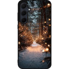 Coque Samsung Galaxy A55 5G - Silicone rigide noir Winter 25 Winter snowy road