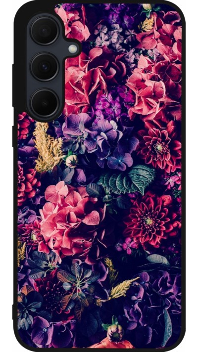 Samsung Galaxy A56 Case Hülle - Silikon schwarz Flowers Dark