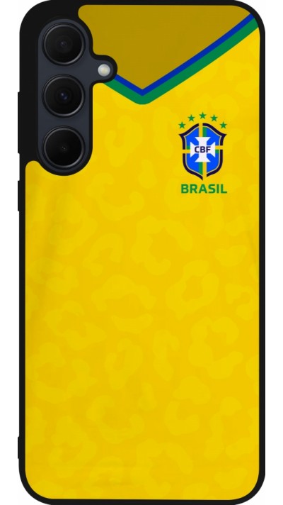 Coque Samsung Galaxy A56 - Silicone rigide noir Maillot de football Brésil 2022 personnalisable