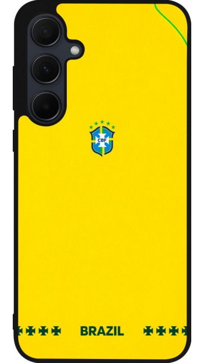 Coque Samsung Galaxy A56 - Silicone rigide noir Maillot de football Bresil 2026 personnalisable