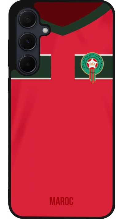 Coque Samsung Galaxy A56 - Silicone rigide noir Maillot de football Maroc 2022 personnalisable