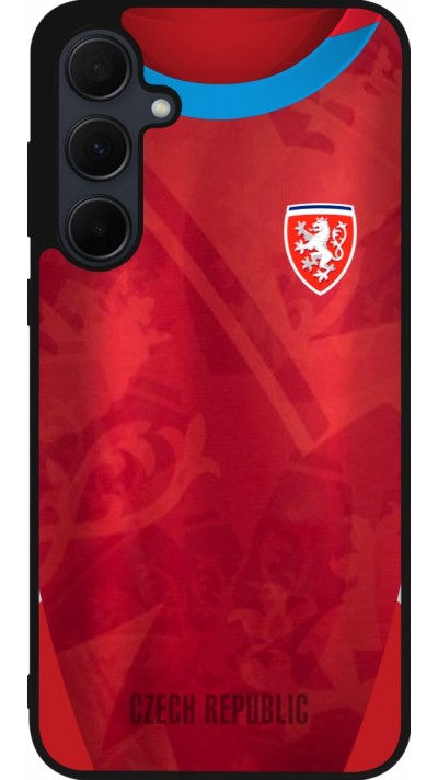 Coque Samsung Galaxy A56 - Silicone rigide noir Maillot de football République Tchèque personnalisable
