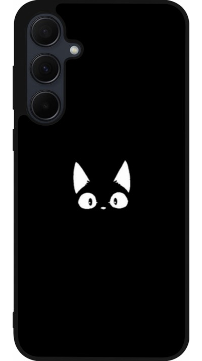 Samsung Galaxy A56 Case Hülle - Silikon schwarz Funny cat on black