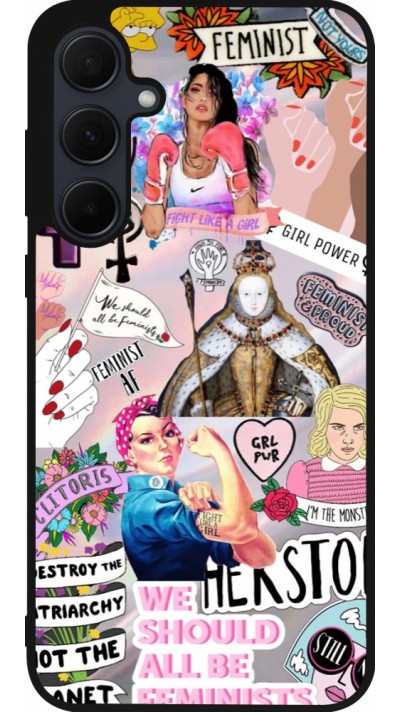Samsung Galaxy A56 Case Hülle - Silikon schwarz Girl Power Collage