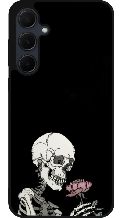 Samsung Galaxy A56 Case Hülle - Silikon schwarz Halloween 2023 rose and skeleton