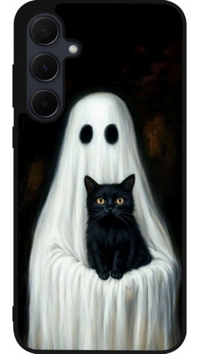 Samsung Galaxy A56 Case Hülle - Silikon schwarz Halloween 2025 Ghost with black cat