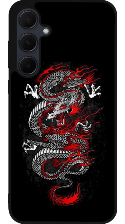 Samsung Galaxy A56 Case Hülle - Silikon schwarz Japanese style Dragon Tattoo Red Black