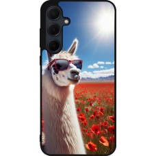 Samsung Galaxy A56 Case Hülle - Silikon schwarz Lama Chic in Mohnblume
