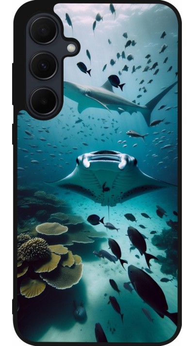 Coque Samsung Galaxy A56 - Silicone rigide noir Manta Lagon Nettoyage