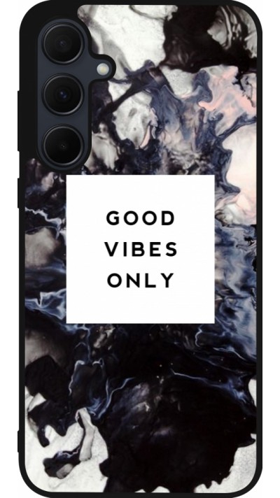 Coque Samsung Galaxy A56 - Silicone rigide noir Marble Good Vibes Only