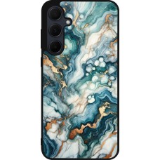 Coque Samsung Galaxy A56 - Silicone rigide noir Marbre Vert Bleu Doré