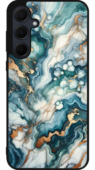 Coque Samsung Galaxy A56 - Silicone rigide noir Marbre Vert Bleu Doré
