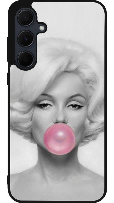 Coque Samsung Galaxy A56 - Silicone rigide noir Marilyn Bubble