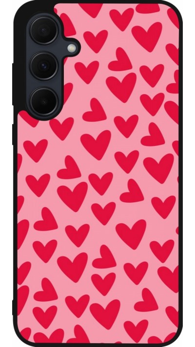 Coque Samsung Galaxy A56 - Silicone rigide noir Mom 2024 petits coeurs