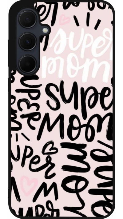 Coque Samsung Galaxy A56 - Silicone rigide noir Mom 2024 Super mom