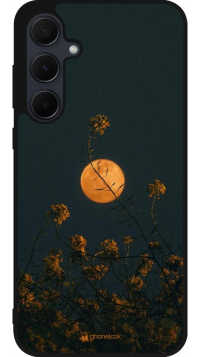 Coque Samsung Galaxy A56 - Silicone rigide noir Moon Flowers