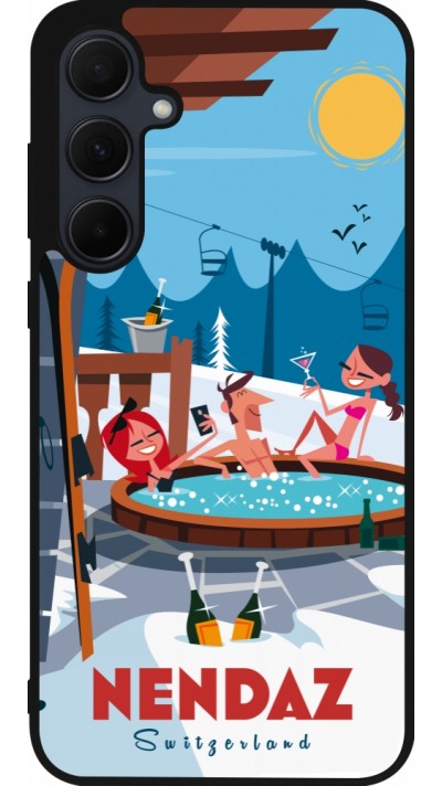 Coque Samsung Galaxy A56 - Silicone rigide noir Nendaz Mountain Jacuzzi