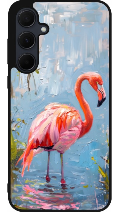 Coque Samsung Galaxy A56 - Silicone rigide noir Paint Flamingo