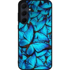 Coque Samsung Galaxy A56 - Silicone rigide noir Papillon bleu
