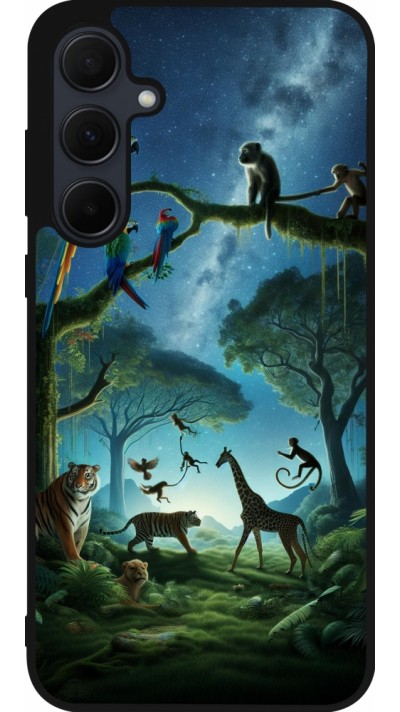 Coque Samsung Galaxy A56 - Silicone rigide noir Paradis des animaux exotiques