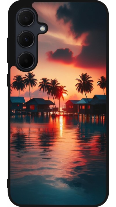 Coque Samsung Galaxy A56 - Silicone rigide noir Paradis Maldives