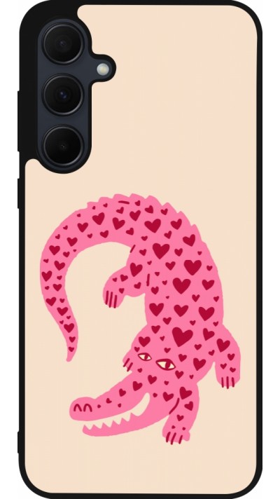 Coque Samsung Galaxy A56 - Silicone rigide noir Pink crocodile 2026