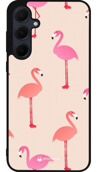 Coque Samsung Galaxy A56 - Silicone rigide noir Pink Flamingos Pattern