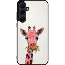 Samsung Galaxy A56 Case Hülle - Silikon schwarz Pink Girafe Paint