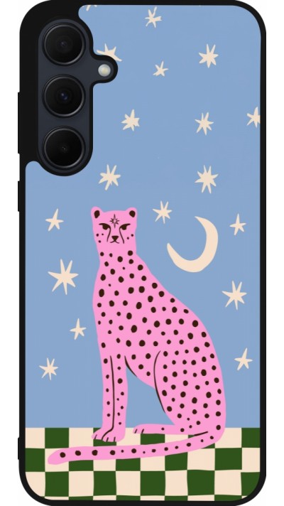 Coque Samsung Galaxy A56 - Silicone rigide noir Pink leopard with stars 2026