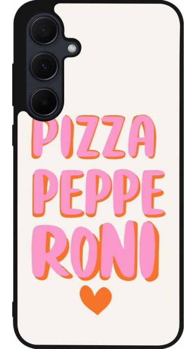 Coque Samsung Galaxy A56 - Silicone rigide noir Pizza pepperoni 2026