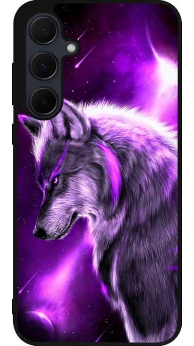 Coque Samsung Galaxy A56 - Silicone rigide noir Purple Sky Wolf